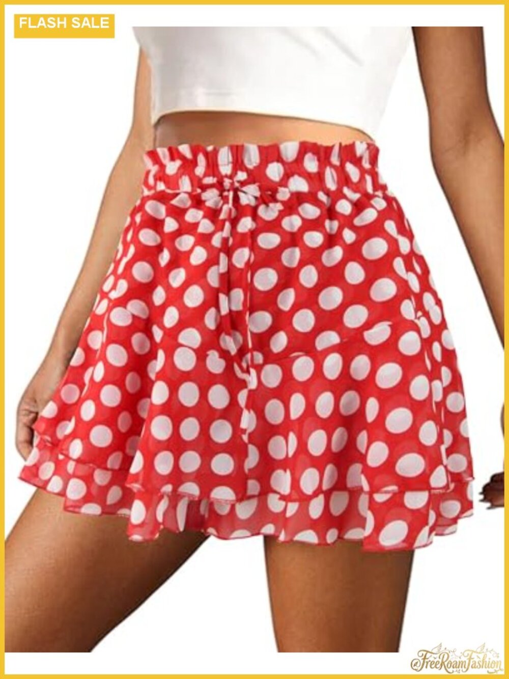 Women's Chiffon A-Line Mini Skort with Floral Layered Hem
